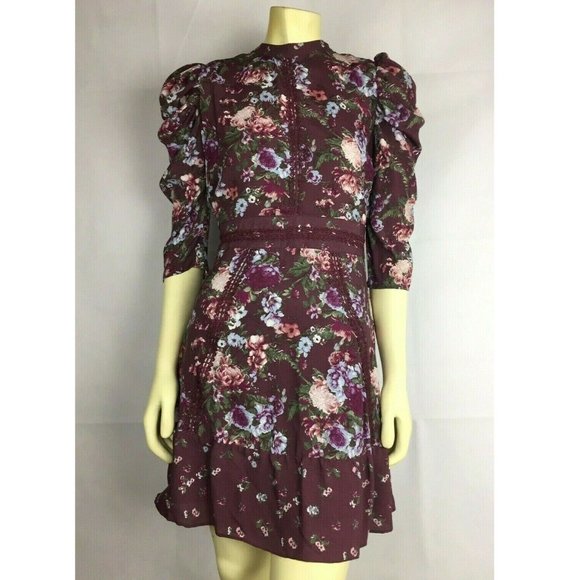 Coco Jaimeson Dress Flare A-Line Small Lace 3/4 Sleeve Mauve French Styl… - Picture 9 of 9